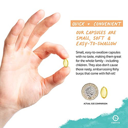 Omvits Vegan Omega 3 DHA from Algae Oil 1000mg - 60 Softgel Capsules with Vitamin E OmvitsUS supplements