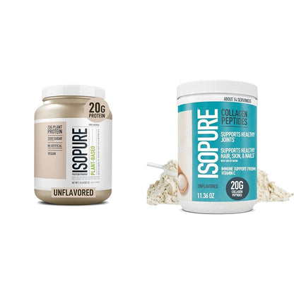 Bundle of Isopure Unflavored Organic Vegan Pea Protein Powder, Dairy Free with Amino IsopureUS supplements