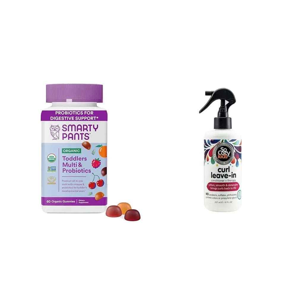 SmartyPants Organic Toddler Multivitamin Gummies & So Cozy Leave in Conditioner for Kids' Curly Hair, 60 Count SmartyPantsAu supplements
