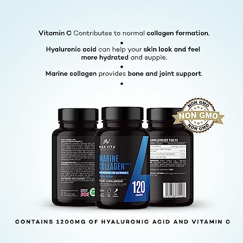 Marine Collagen Supplement 1200mg with Hyaluronic Acid & Vitamin C Hydrolysed Peptides Powder MAX VITA MAXIMUM VITALITYAu supplements