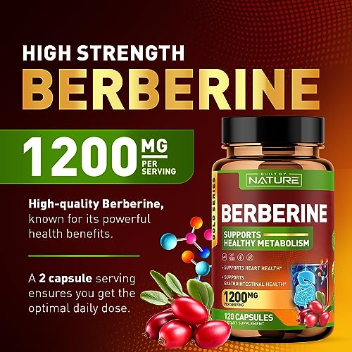 Berberine 1200mg - 100% Pure Berberine HCl Supplement, High Strength Berberine Built by NatureAu supplements
