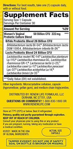 Renew Life Women's Probiotic Capsules, 50 Billion CFU Guaranteed, Supports pH Balance Renew LifeUS supplements