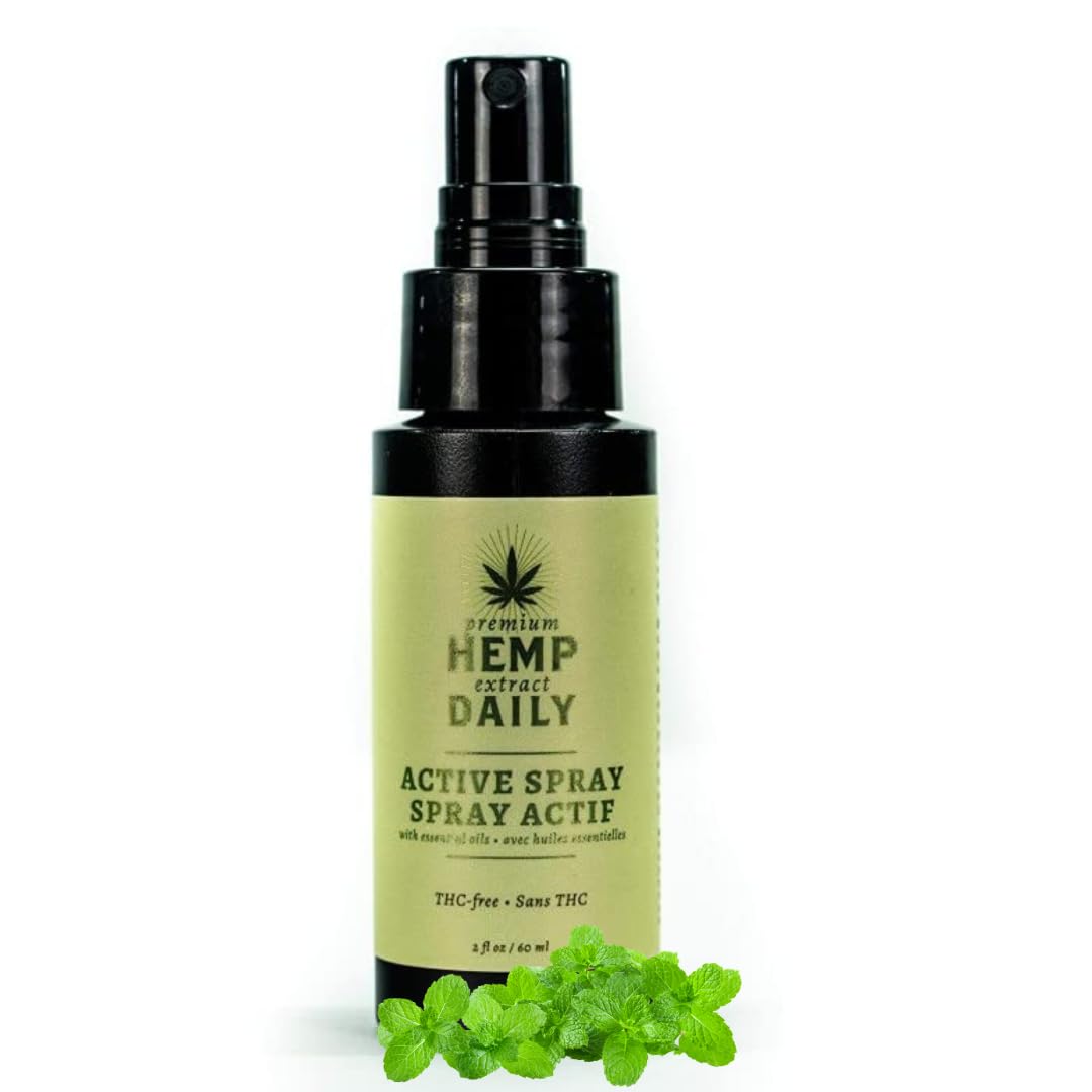 Hemp Daily Active Spray | Hemp Spray with Essential Oils | Vegan, Organic Ingredients | 2 Fluid Ounces (Original Spray, Single) Premium Hemp Extract DailyAu supplements