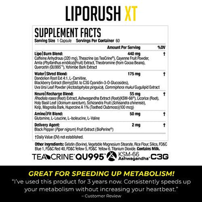 LIPORUSH NDS Nutrition XT - Concentrated Thermogenic with L-Carnitine & Teacrine LIPORUSHUS supplements