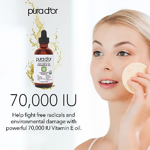 PURA D'OR 4 Oz ORGANIC Vitamin E Oil Blend 70,000 IU - 100% Natural Hexane Free, Sweet Almond PURA D'ORAu supplements