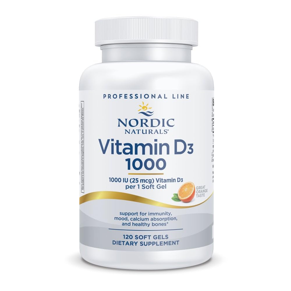 Nordic Naturals Pro Vitamin D3 1000, Orange - 120 Mini Soft Gels - 1000 IU Vitamin D3 - Supports Healthy Bones, Mood & Immune System Function - Non-GMO - 120 Servings Nordic NaturalsAu supplements