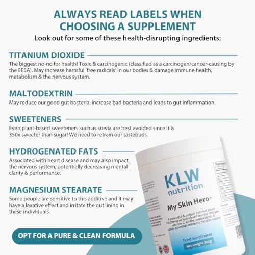 Marine Collagen Powder 10,000mg - with Vitamin C, Zinc, Biotin, Hyaluronic Acid - No fillers, sweeteners or additives KLW NutritionAu supplements