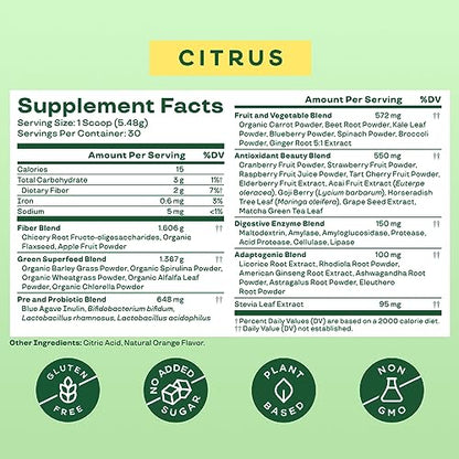 Bloom Nutrition Super Greens Powder Smoothie & Juice Mix (Citrus) Bloom NutritionUS supplements