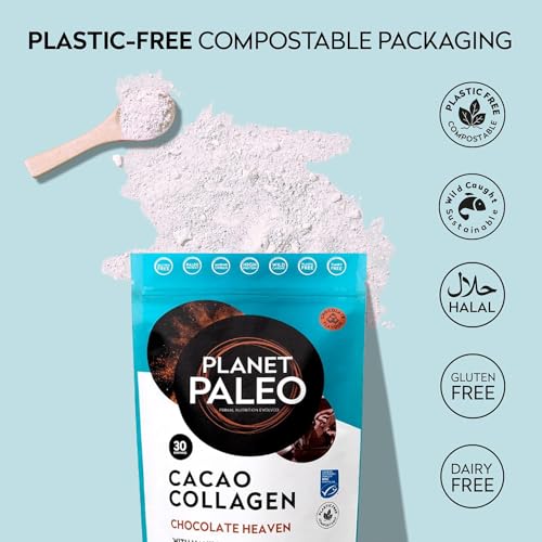 Planet PaleoCacao Collagen Powder (285g, 30 Servings) - MSC Certified, Wild Caught Marine Collagen Planet PaleoUS supplements