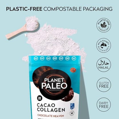 Planet PaleoCacao Collagen Powder (285g, 30 Servings) - MSC Certified, Wild Caught Marine Collagen Planet PaleoUS supplements
