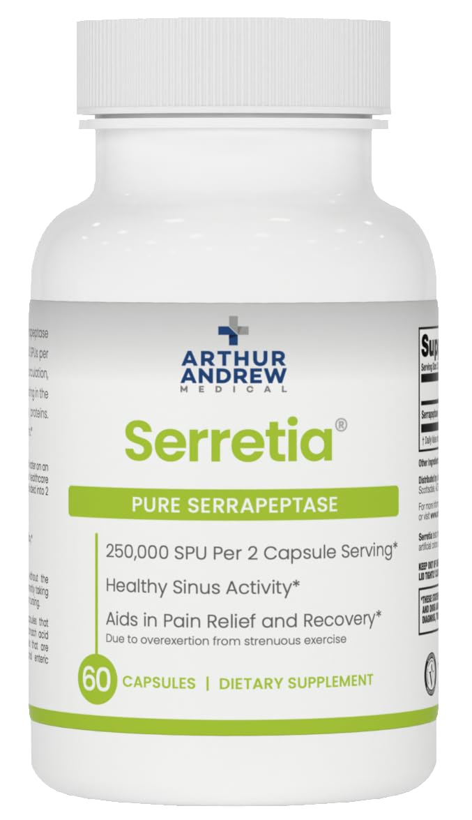 Arthur Andrew Medical, Serretia, Serrapeptase Formula for Muscle and Sinus Support, 60 Capsules Arthur Andrew MedicalAu supplements