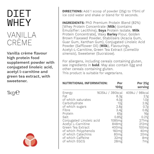 PhD Nutrition Diet Whey High Protein Lean Matrix, Vanilla Crème Diet Whey Protein Powder PhDAu supplements