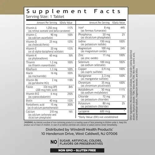 Windmill Natural Vitamins Men’s Multi 50+, with Vitamin D3, Mens Multivitamins for Daily Nutritional Support, Multivitamin for Men, 180 Tablet, 180 Day Supply WindmillAu supplements