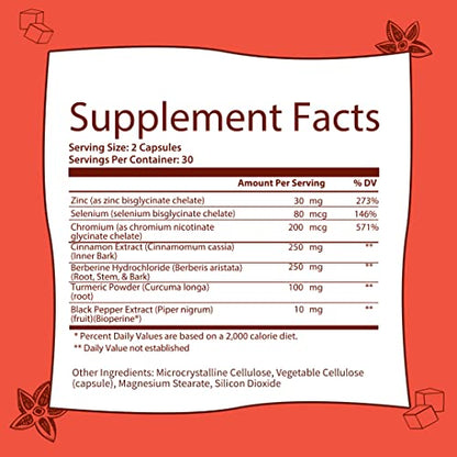 GOBIOTIX Blood Sugar Support - Cinnamon, Berberine and Selenium Capsules - Blood Sugar GOBIOTIXUS supplements