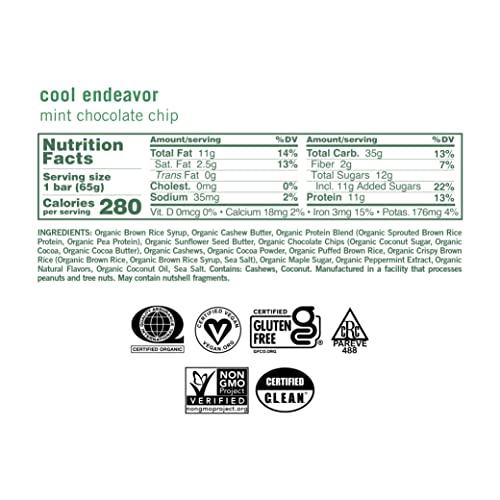 GoMacro MacroBar Organic Vegan Protein Bars - Mint Chocolate Chip, 2.3 Ounce Bars GoMacroUS supplements