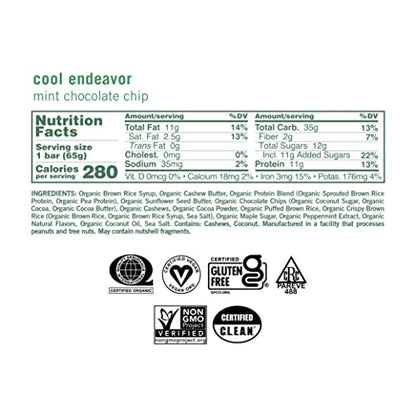 GoMacro MacroBar Organic Vegan Protein Bars - Mint Chocolate Chip, 2.3 Ounce Bars GoMacroUS supplements