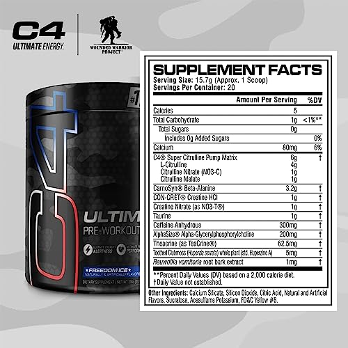 C4 Ultimate x Wounded Warrior Project Pre Workout Powder Freedom Ice - Sugar Free CellucorUS supplements