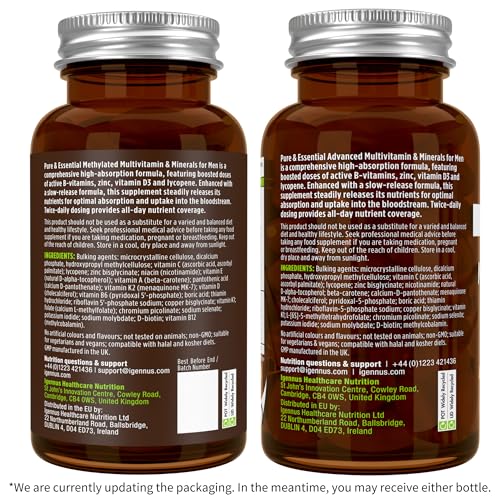 Igennus Methylated Men's Multivitamin with 22 Actives, All-Day Nutrient Delivery, Pure & Clean, Methylfolate & Methylcobalamin Igennus Healthcare NutritionAu supplements
