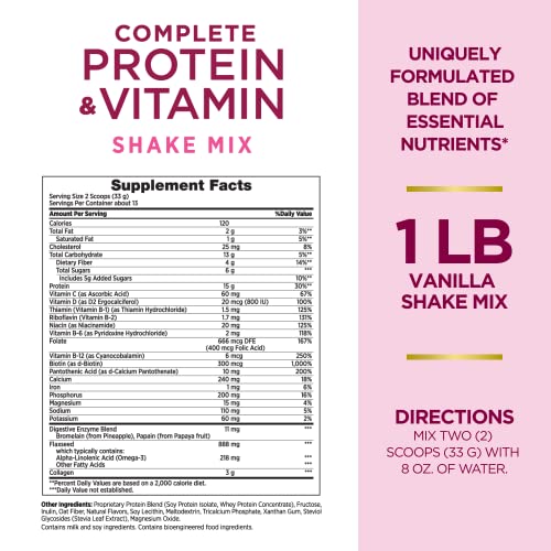 Nature's Bounty Complete Protein & Vitamin Shake Mix with Collagen & Fiber, Contains Nature's Bounty Optimal SolutionsUS supplements