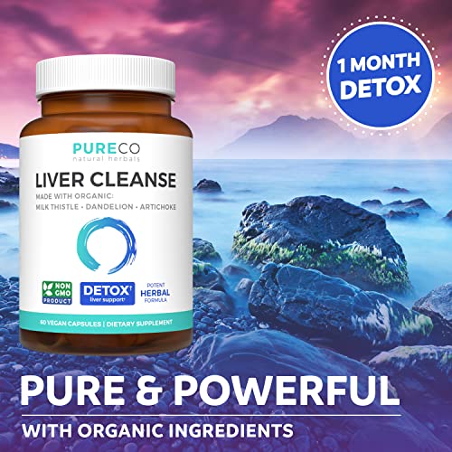 Organic Liver Cleanse Detox & Repair (Vegan, Non-GMO) Milk Thistle Extract (80% Silymarin) PURE COAu supplements