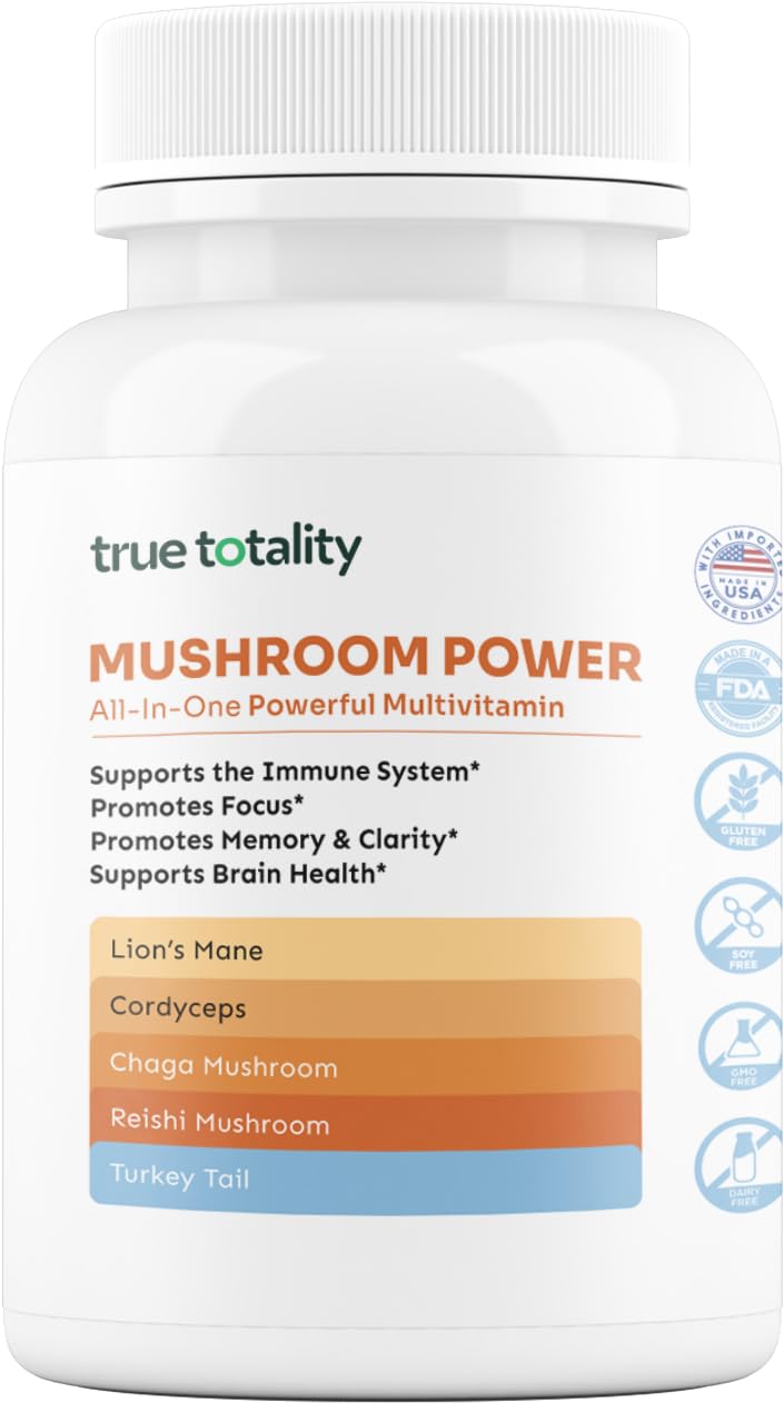 Mushroom Complex Capsules with Lion’s Mane, Reishi, Cordyceps, Chaga & Turkey Tail – True Totality Mushroom Power – Immune, Energy & Focus Support – 90 Vegan Capsules True TotalityAu supplements