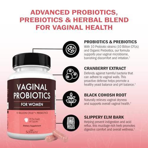 16in1 Vaginal Probiotics for Women (10 Powerful Strains + Organic Prebiotics) BioSchwartzAu supplements