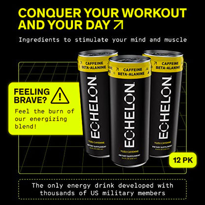Echelon Pre-Workout Energy Drink - 12-Pack, Yuzu Cayenne - Peak Performance EchelonUS supplements