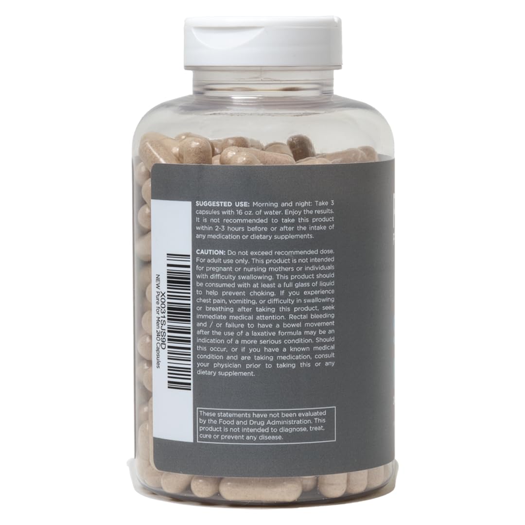 Pure for Men Stay Ready Fiber Supplement, 240 Vegan Capsules | Supports Daily Pure for MenUS supplements