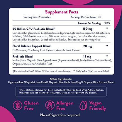 Probiotics for Women | Easy to Swallow Tiny Capsule | with Prebiotics, 60 Billion CFUs WayloUS supplements