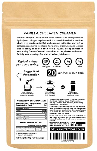 Collagen Coffee Creamer | Keto & Paleo | Premium Hydrolysed Collagen Peptides & Coconut MCT OZUNA NUTRITIONUS supplements