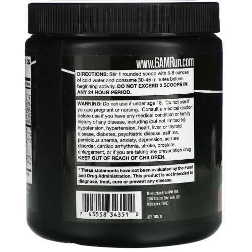 6AM Run Sprint - Pre Workout Powder for Instant Energy Boost for Cardio and Focus 6AM RunUS supplements