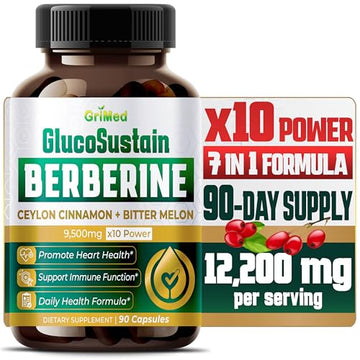 GriMed Berberine Supplement 9,500mg with Ceylon Cinnamon Bitter Melon Supports Healthy GriMedAu supplements