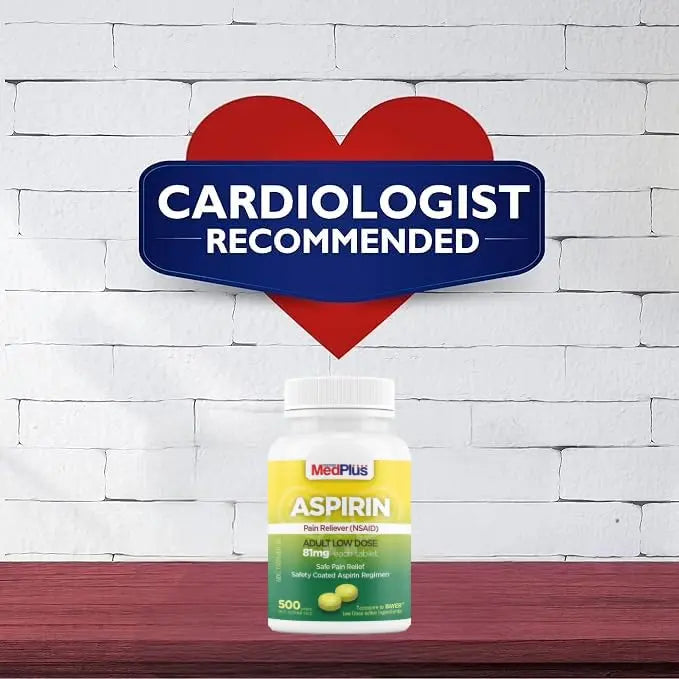 MedPlus Low Dose Aspirin 81 mg - 500 Tablets | Enteric Coated | Pain Reliever for Minor Aches and Pains, Fever Reducer - Made in USA MedPlusAu supplements