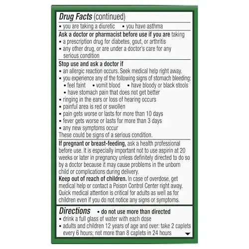 Excedrin Extra Strength Caplets for Headache Pain Relief, Acetaminophen 250mg, Aspirin 250mg, Caffeine 65mg, Pain Reliever, 24 count ExcedrinAu supplements