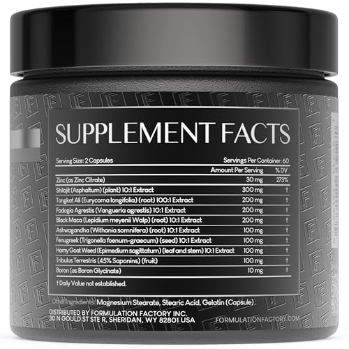 Self Obsessed Masculine Vitality & Testosterone Support - 10-in-1 Complex with Shilajit, Tongkat Ali, & Fadogia Agrestis - 120 Capsules, 2 Month Supply (120 Count (Pack of 1), Self Obsessed) Formulation FactoryAu supplements