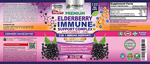 FRESH HEALTHCARE Elderberry Capsules - High Potency Black Elderberry with Zinc FRESH HEALTHCAREUS supplements