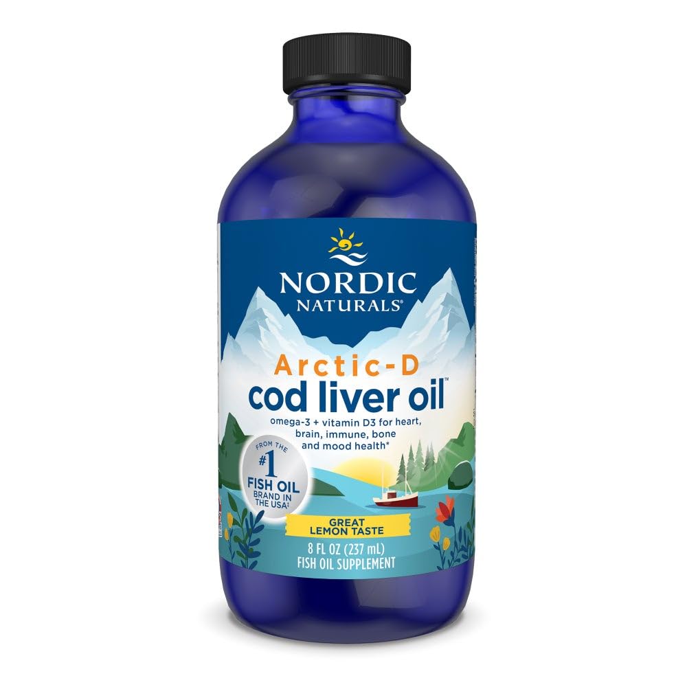 Nordic Naturals Arctic-D Cod Liver Oil, Lemon - 8 oz - 1060 mg Total Omega-3s + 1000 IU Vitamin D3 - EPA & DHA - Heart, Brain, Bone, Immune & Mood Support - Non-GMO - 48 Servings Nordic NaturalsAu supplements