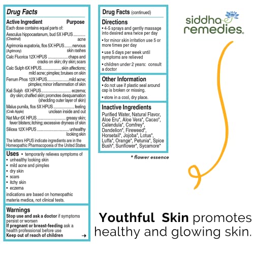 Siddha Remedies Youthful Skin Cell Salts Flower Essences for Dry Itchy Skin, Acne Pimples, Scar Removal SiddhaAu supplements