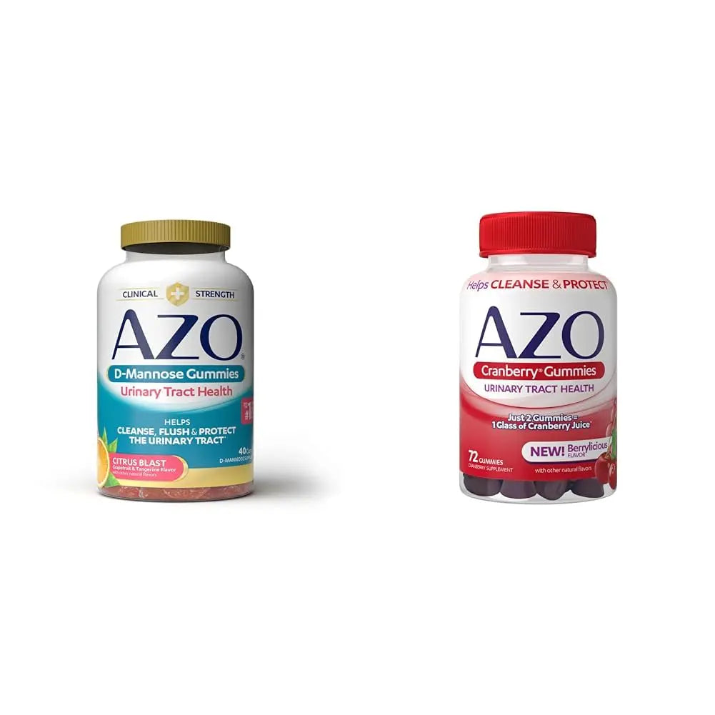 AZO Urinary Tract Health Gummies Bundle - D-Mannose 2000mg Citrus 40 Count and Cranberry 72 Count AZOAu supplements