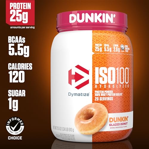 Dymatize ISO100 Hydrolyzed Protein Powder, 100% Whey Isolate, Dunkin' Glazed Donut DymatizeUS supplements