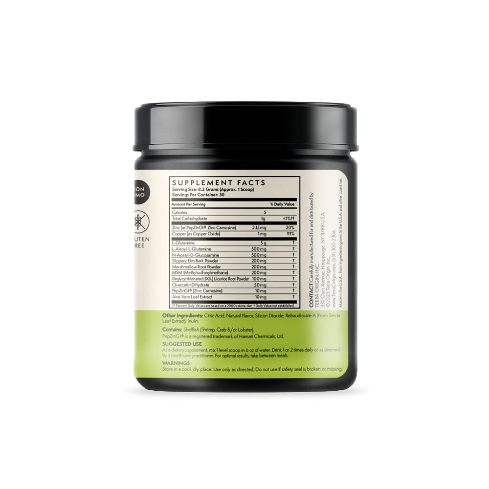 Healthy Gut Green Apple | 30-Servings with L-Glutamine, Zinc, Glucosamine, Slippery Elm Bark, Marshmallow Root and More! TERRA ORIGINUS supplements