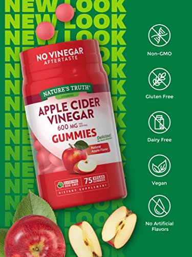 Nature's Truth Apple Cider Vinegar Gummies | 600 mg | 75 Gummies | Natural Apple Flavor Nature's TruthUS supplements