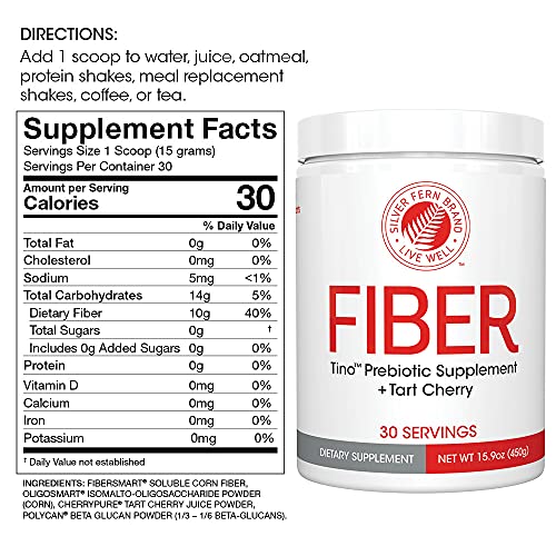 Tino Natural Gluten Free Prebiotic Fiber Supplement - with Tart Cherry Extract & Polycan Silver FernUS supplements