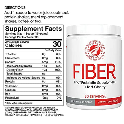 Tino Natural Gluten Free Prebiotic Fiber Supplement - with Tart Cherry Extract & Polycan Silver FernUS supplements