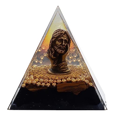 FENGSHUI-CAISHEN Mini Jesus Figurine in Healing Crystal Orgone Pyramid - Obsidian Tiger's Eye FENGSHUI-CAISHENAu supplements