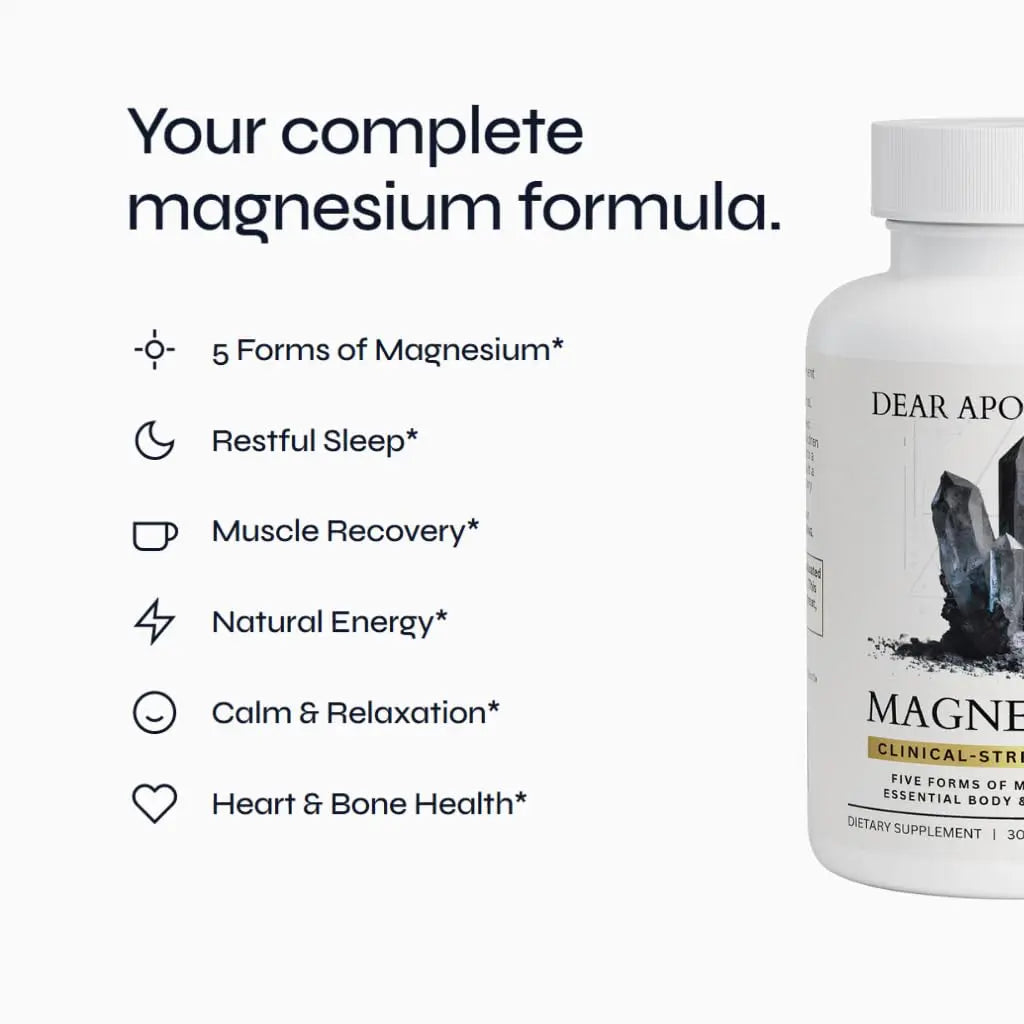Magnesium Complex Supplement - 5 Forms Citrate Glycinate Malate Oxide Aquamin - Multi Magnesium Blend - High Absorption Chelated - Essential Mineral - Non-GMO Gluten-Free - 60 Capsules Dear Apothecarynz supplements