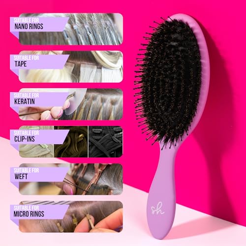 SimplyHair Ultimate Hair Extension Brush & Detangler Anti-Static, Dual Bristle Design, Soft Boar Bristle, Great for All Hair Types & Extensions - Pink & Purple Ombre Brush Ideal for Adults & Kids Simply HairAu supplements