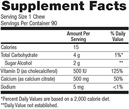 Bariatric Advantage Calcium Citrate Chewy Bites 500mg with Vitamin D3 for Bariatric Surgery Bariatric AdvantageUS supplements