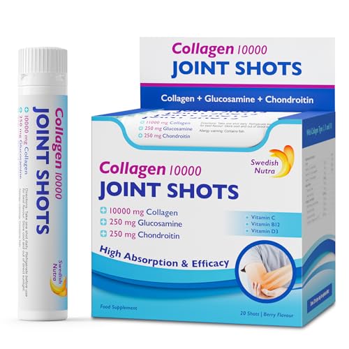 Swedish Nutra Collagen 10000 Joint Shots | High Strength Type 1, 2 & 3 Collagen for Body, Joints & Ligaments Swedish NutraUS supplements