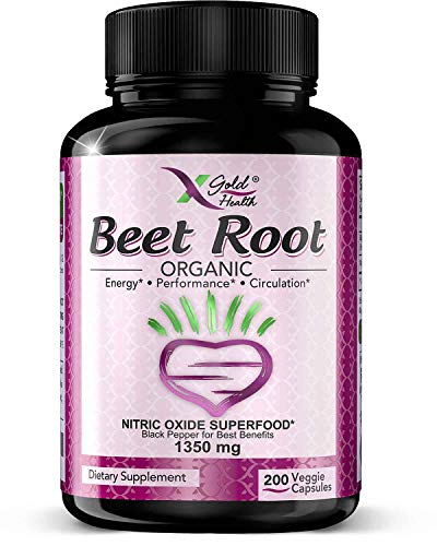 Organic Beet Root Powder 1350mg 200 Veggie caps Superfood Nitric Oxide Strongest X Gold HealthAu supplements